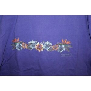 Pluma Floral Hawaii Graphic T-Shirt Mens XL Purple Excellent Y2K 2001 Cotton